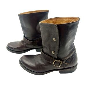 Florentini + Baker brown leather Moto ankle boots